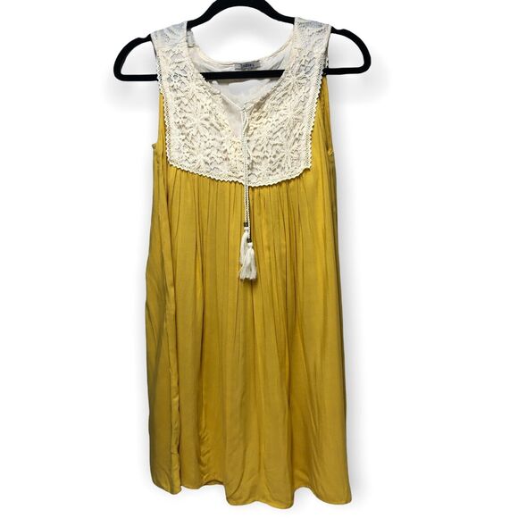 Jodifl Yellow Embellished Boho Tunic Dress - Sz Small - Creamgold - Picture 1 of 12